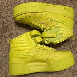 Fila F-14 Lifted Neon Yellow Platform Shoes